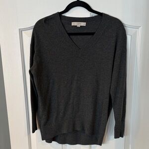 LOFT Charcoal V-Neck Sweater for Women